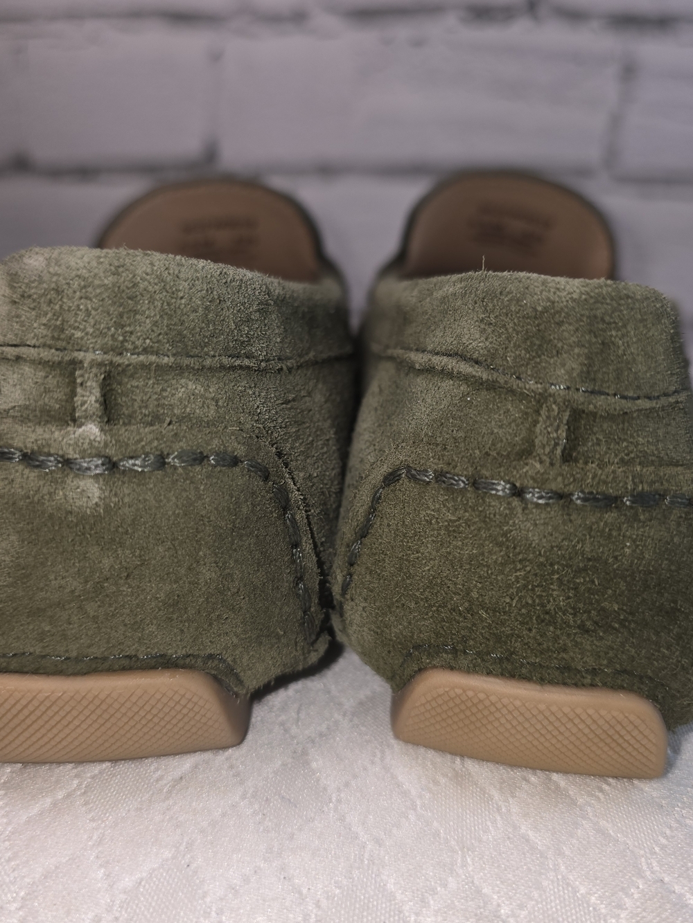 FLAG LTD OLIVE GREEN SUEDE PENNY LOAFERS DRIVING SHOE WOMENS SIZE 6.5 - Picture 8 of 11